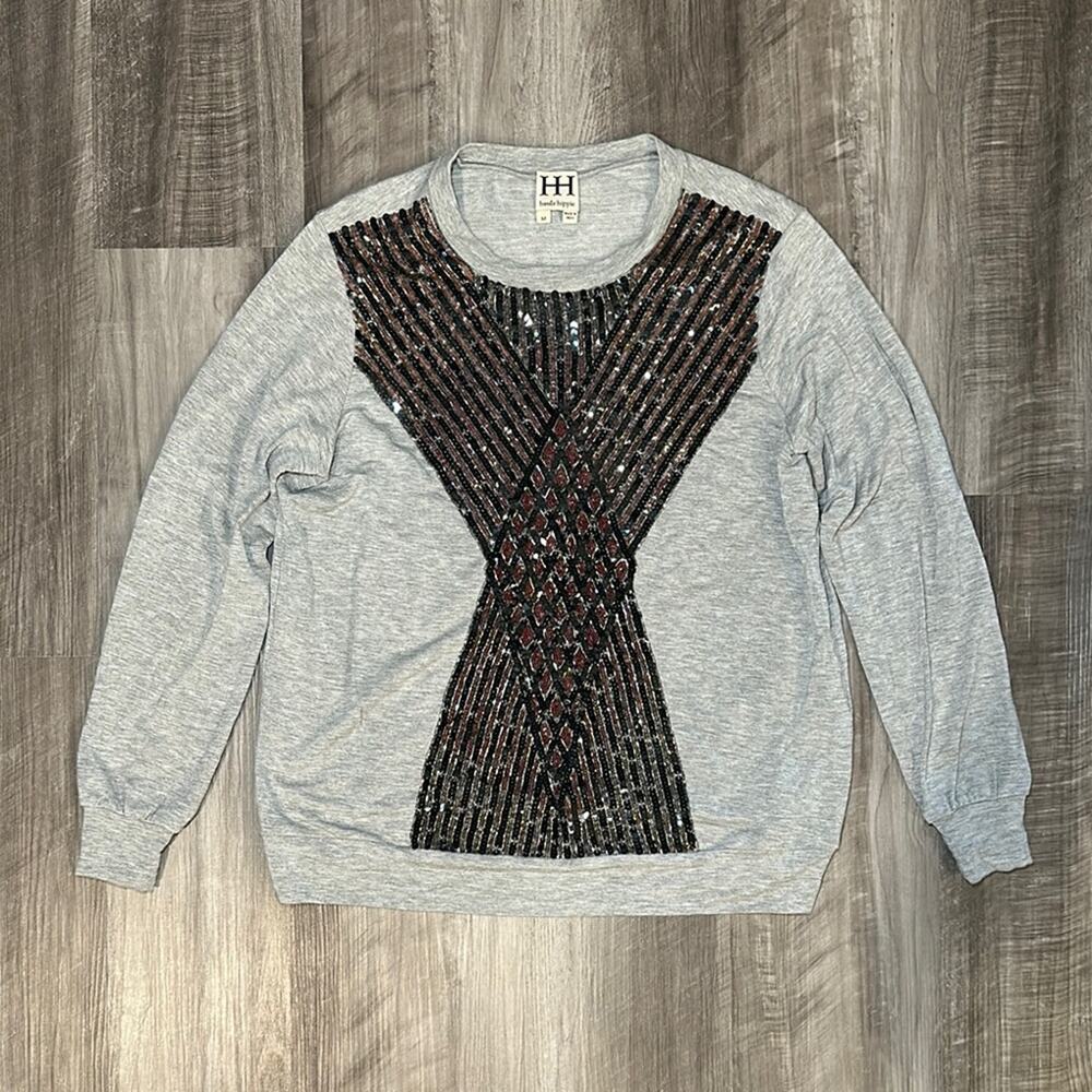 Haute Hippie Sequined Rayon Blend Sweatshirt - Medium